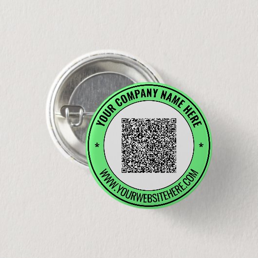 QR Code Promotional Button Example Custom Text 缶バッジ (正面&裏面)