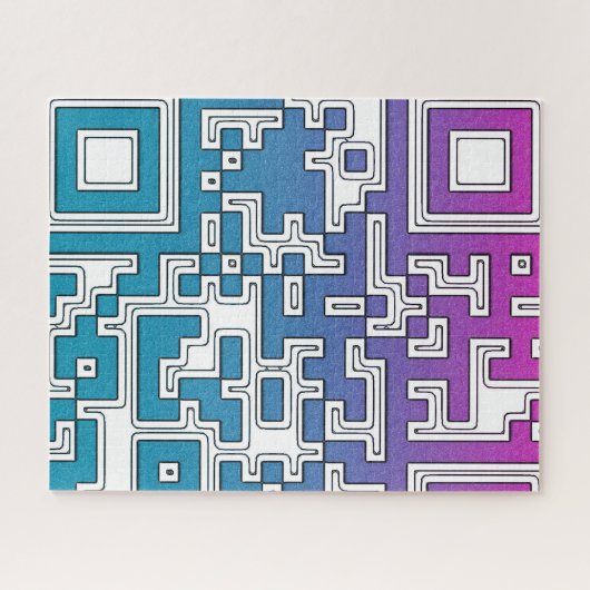 QR Code - Purple Blue Jigsaw Puzzle ジグソーパズル (横)