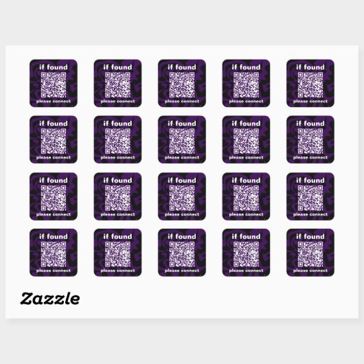 QR Code purple cute lost found スクエアシール (シート)
