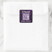 QR Code purple cute lost found スクエアシール (バッグ)