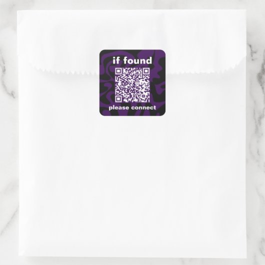 QR Code purple cute lost found スクエアシール (バッグ)