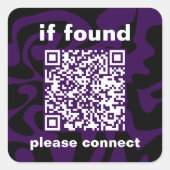 QR Code purple cute lost found スクエアシール (正面)