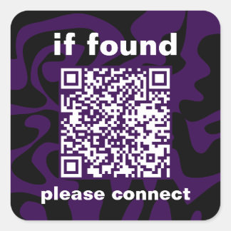QR Code purple cute lost found スクエアシール