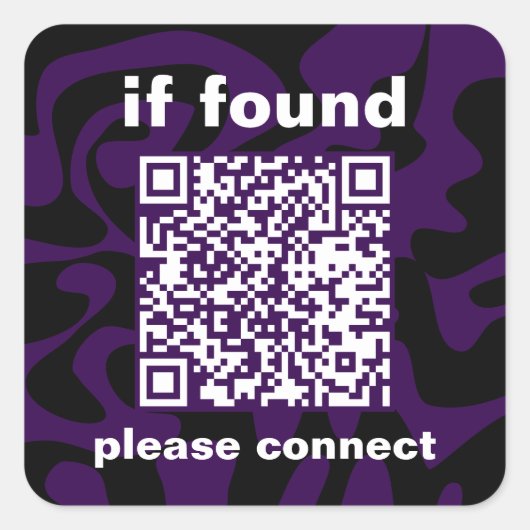 QR Code purple cute lost found スクエアシール (正面)