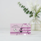 QR Code Purple Girly Mid-Century Salon 名刺 (スタンド正面)