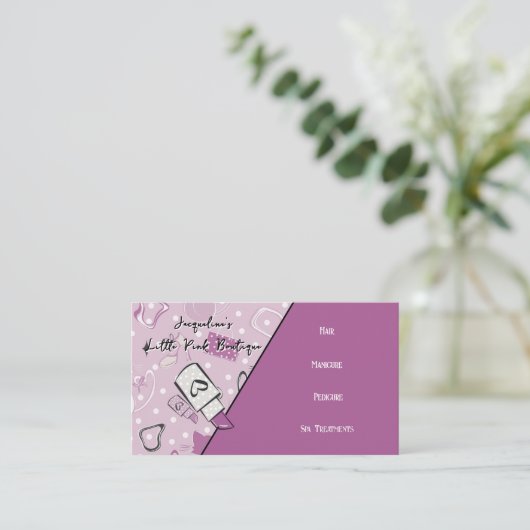 QR Code Purple Girly Mid-Century Salon III 名刺 (スタンド正面)