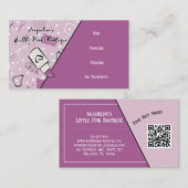 QR Code Purple Girly Mid-Century Salon III 名刺 (正面/裏面)