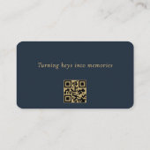 QR Code Real Estate Agent Navy Blue Gold  名刺 (裏面)