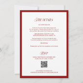 QR Code Red Classic Minimalist Wedding 招待状 (裏面)