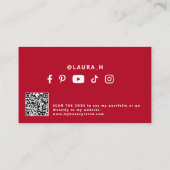 QR code red modern beauty influencer  名刺 (裏面)