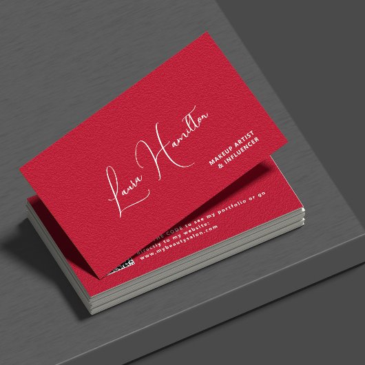 QR code red modern beauty influencer  名刺