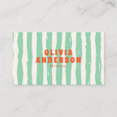 QR Code Retro Green Boho Groovy Unique Trendy Fun 名刺 (正面)