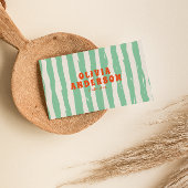 QR Code Retro Green Boho Groovy Unique Trendy Fun 名刺