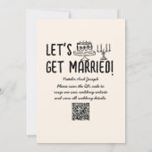 QR Code Retro Hand Drawn Written Cocktail Wedding 招待状 (裏面)
