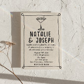 QR Code Retro Hand Drawn Written Photo Wedding In 招待状