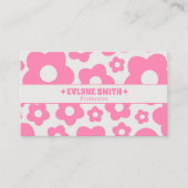 QR Code Retro Pink Groovy Floral Boho Girly Trendy 名刺 (正面)