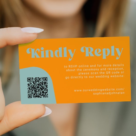 QR Code retro wedding budget online RSVP エンクロージャーカード
