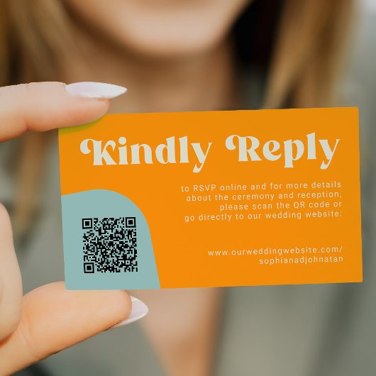 QR Code retro wedding budget online RSVP エンクロージャーカード