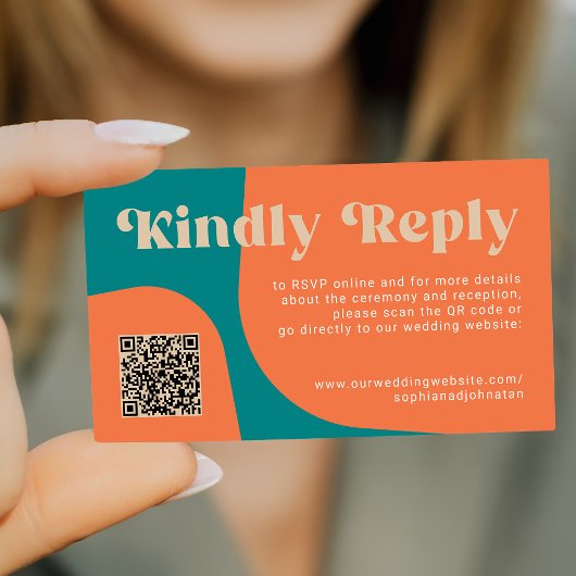 QR Code retro wedding budget online RSVP エンクロージャーカード