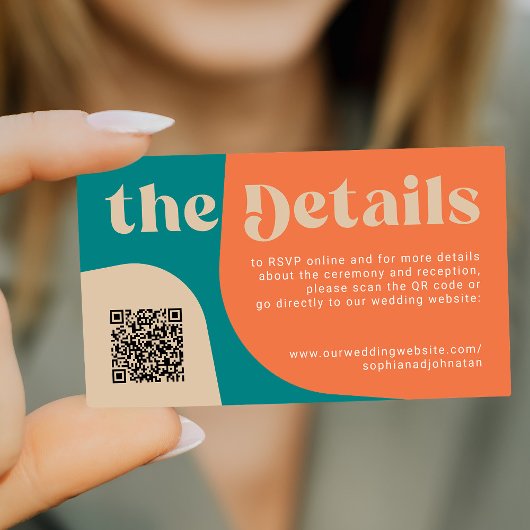 QR Code retro wedding details RSVP website エンクロージャーカード