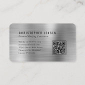 QR Code Roofing Black Silver Metallic Rounded 名刺 (裏面)