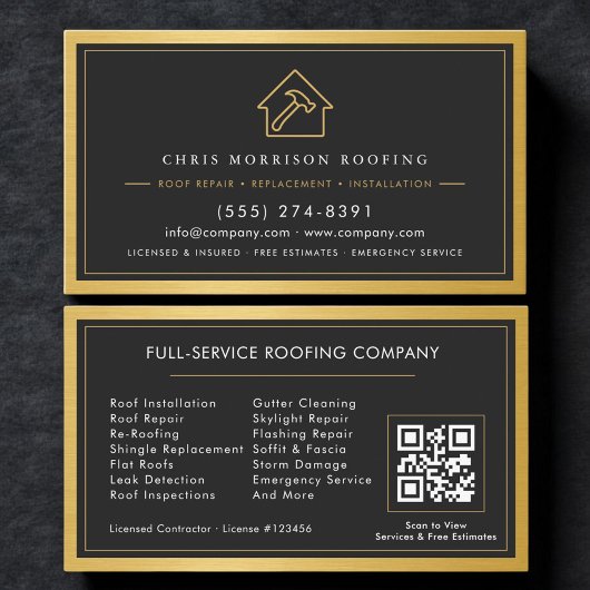 QR Code Roofing Construction Services  名刺