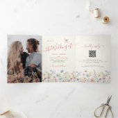 QR code RSVP all in one floral wedding 三つ折り招待状 (内部)