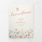 QR code RSVP all in one floral wedding 三つ折り招待状 (カバー)