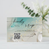 QR Code RSVP | Ethereal Shoreline Teal Ocean セーブザデート (スタンド正面)
