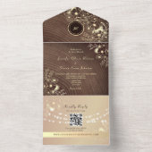 QR Code Rustic Wood Rose Gold Wedding オールインワン招待状 (内側)