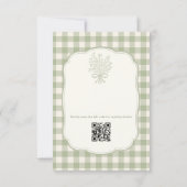 QR Code Sage Green Gingham Floral Bridal Shower 招待状 (裏面)