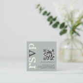QR Code Sage Ivory Wedding Online RSVP エンクロージャーカード (スタンド正面)