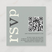 QR Code Sage Ivory Wedding Online RSVP エンクロージャーカード (正面)