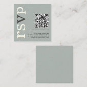 QR Code Sage Ivory Wedding Online RSVP エンクロージャーカード (正面/裏面)