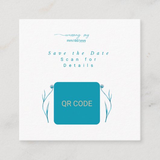 QR Code Save the Date Card Minimalist Wedding Card エンクロージャーカード (正面)