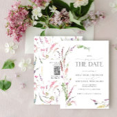 QR Code Save the Date Elegant Wildflower Floral 招待状