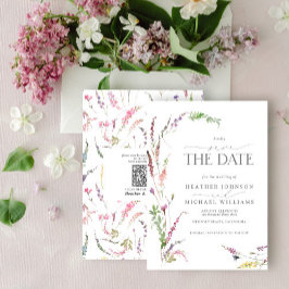 QR Code Save the Date Elegant Wildflower Floral 招待状