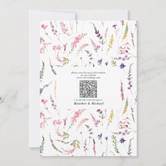 QR Code Save the Date Elegant Wildflower Floral 招待状 (裏面)