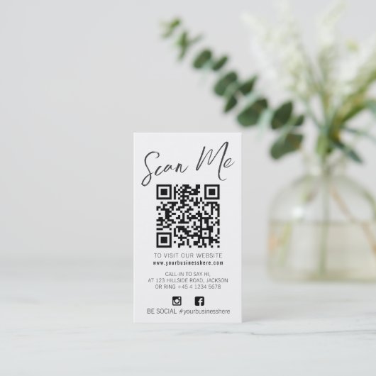 Qr code scan black white simple social logo 名刺 (スタンド正面)