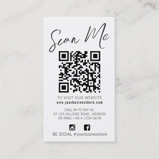 Qr code scan black white simple social logo 名刺 (正面)