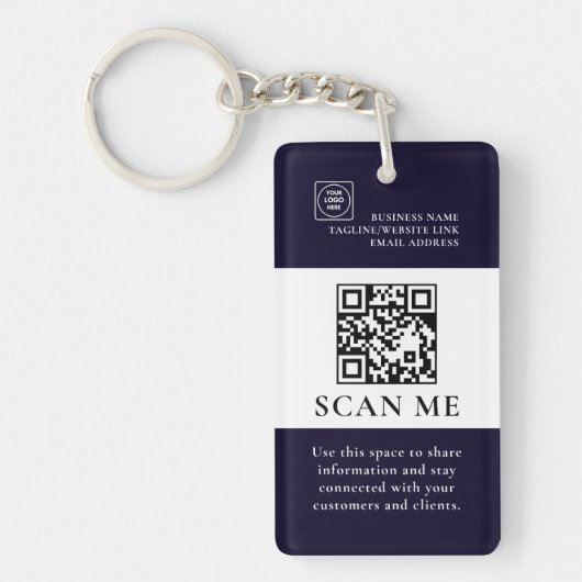 QR Code Scan Business Logo Promo Keychains キーホルダー (正面)