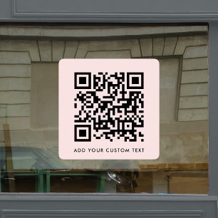QR Code   Scan Me Custom Text Blush Pink Feminine  ウィンドウサイン
