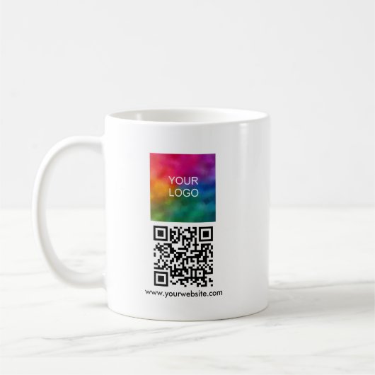 QR Code Scan Me Upload Logo Modern Simple Template コーヒーマグカップ (左)