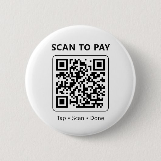 QR Code Scan to Pay Minimalist White Promotional 缶バッジ (正面)