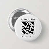 QR Code Scan to Pay Minimalist White Promotional 缶バッジ (正面&裏面)