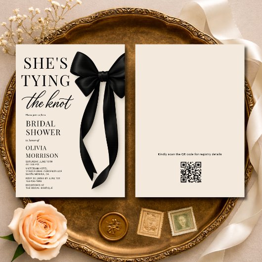QR Code She's Tying The Knot Bridal Shower  招待状