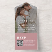 QR Code | Simple Dusty Rose Overlay Photo Wedding オールインワン招待状 (内側)