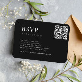 QR CODE simple elegant minimal black wedding RSVP エンクロージャーカード
