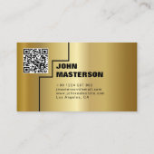 QR Code Simple Gold & Black Real Estate Agent 名刺 (裏面)