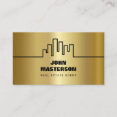 QR Code Simple Gold & Black Real Estate Agent 名刺 (正面)